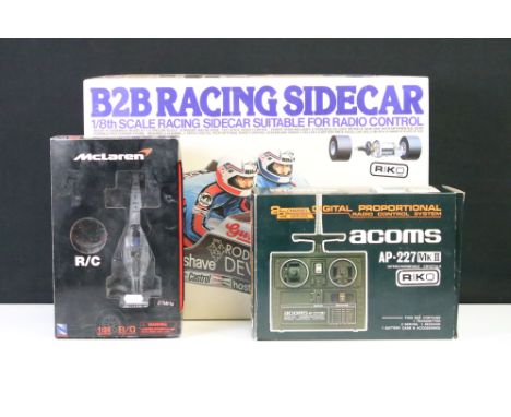 Boxed Tamiya 1/8 No RA0817 B2B Racing Sidecar Radio Control Car (built, with various accessories and instructions) plus a box