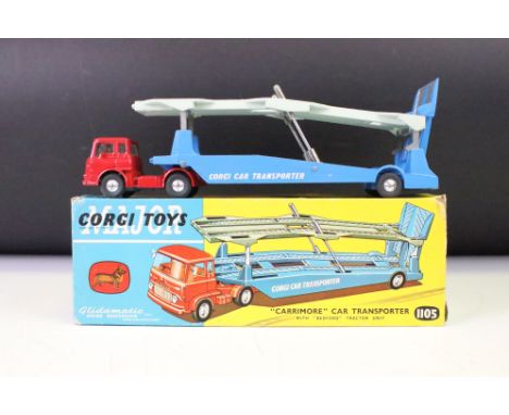 Boxed Corgi Major 1105 "Carrimore" Car Transporter with "Bedford" Tractor Unit, with operating instructions (diecast generall