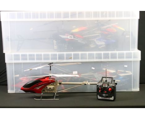 Radio Control - A collection of ten R/C helicopters to include Vehi-Cross Grand, Scud Model Helicopter, Airflow Super Power S