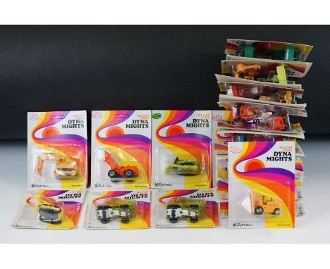 Ex Shop Stock - 25 Carded Zylmex Dyna Mights diecast models to include P316 Fire Engine, P308 Front Loader, P309 Cement Mixer