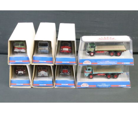 Eight cased Corgi 'Marques Of Distinction' 1:50 scale diecast model trucks to include CC10806, CC10603, CC10506, CC11610, CC1