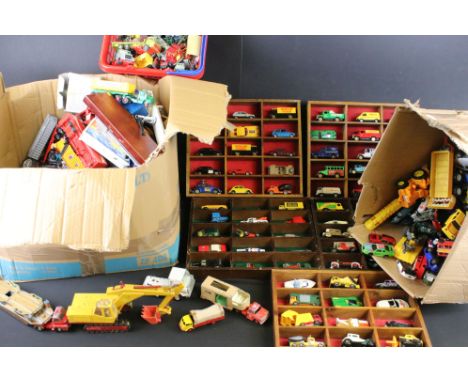 Large collection of play worn diecast and plastic models, mainly circa 1980's, include Matchbox, Corgi Major, Britain's, EFE 