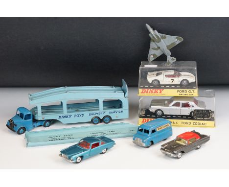 Two cased Dinky diecast models to include 164 Mk 4 Ford Zodiac &amp; 215 Ford G.T. Racing Car (diecast shows some paint chipp