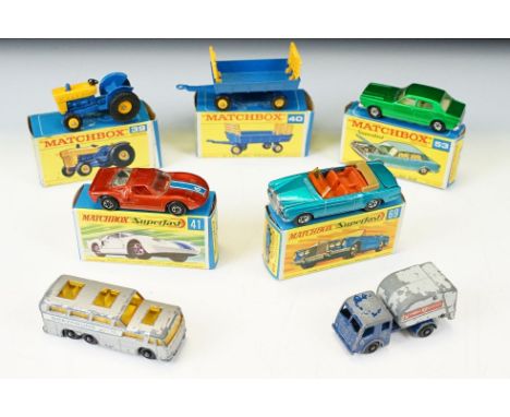 Five boxed Mathbox diecast models to include 3 x Superfast (41 Ford GT, 69 Rolls Royce Silver Shadow), 39 Ford Tractor and 40