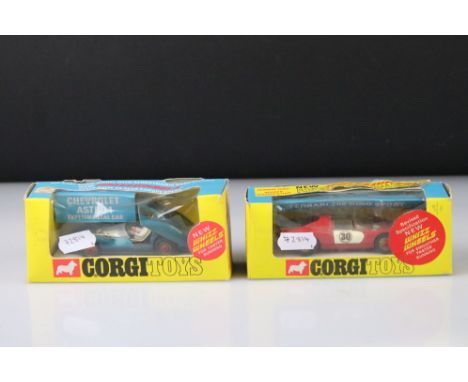 Two boxed Corgi Whizzwheels diecast models to include 347 Chevrolet Astro 1 Experimental Car with both figures, and 344 Ferra