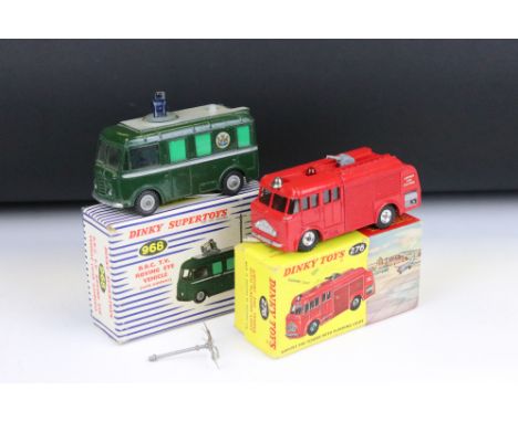 Two boxed Dinky diecast models to include 968 BBC TV Roving Eye Vehicle with cameraman and aerial, and 276 Airport Fire Tende