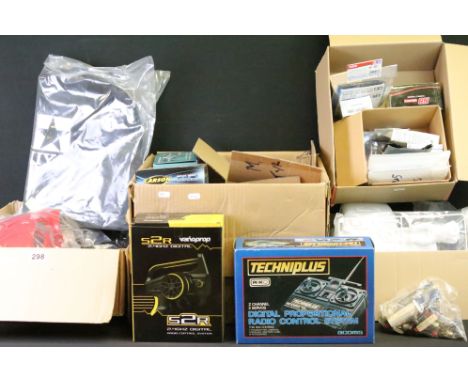 Radio Control - A large collection of R/C spare parts &amp; accessories to include Tamiya examples, featuring 4 x radio contr