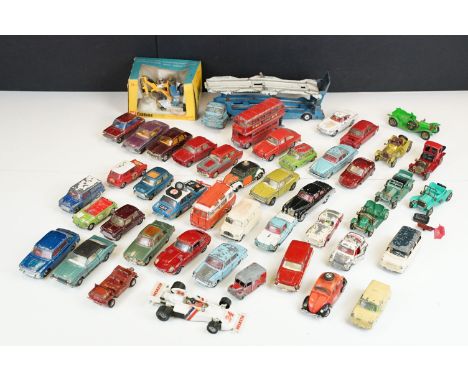 Around 45 play worn mid 20th C diecast models to include Corgi, Dinky and Matchbox plus a boxed Corgi 74 Ford 5000 Super Majo