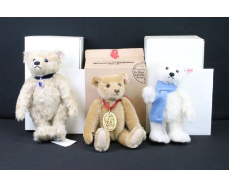 Steiff - Three boxed Steiff bears to include Margarette Steiff Museum Bear 2001, The Winter Swarovski Bear and Diana 50th Bir