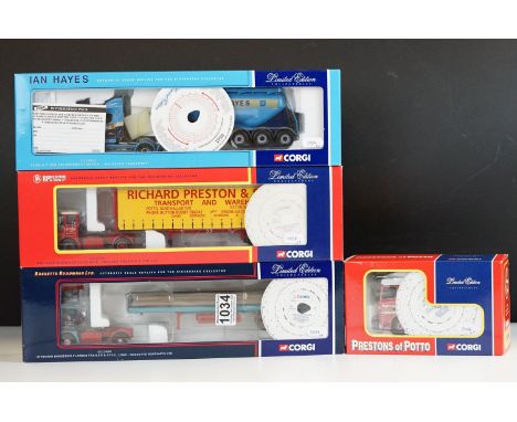 Four boxed 1/50 Corgi Limited Edition Collectables diecast haulage models to include CC12509 Bassetts Roadways Ltd, CC12801 I