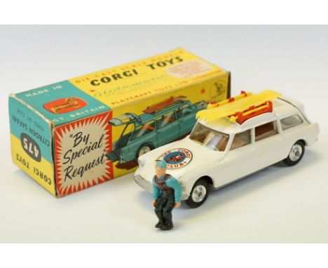 Boxed Corgi 'By Special Request' 475 Citroen Safari Corgi Ski Club diecast model, complete with skier figure, skiis and stick