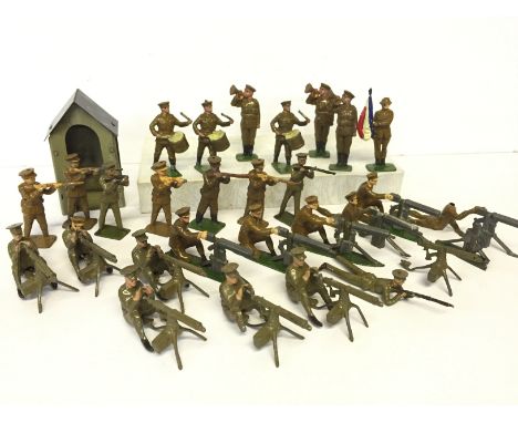 Good selection of Britains, Johillco and other lead soldiers, includes 12 x Machine Gunners and 6 x Johillco Bandsmen. Togeth
