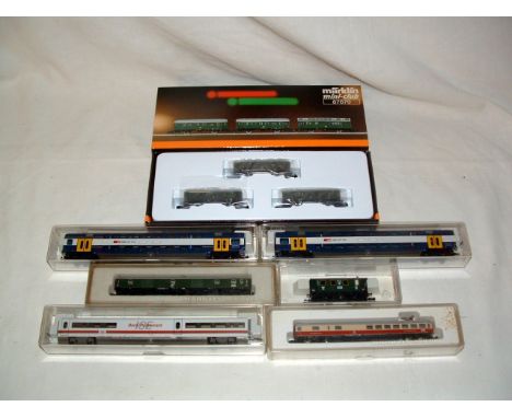 MARKLIN Mini Club/FLEISCHMANN N 9 x Coaches - Marklin Pack 87670 containing 3 x Vintage DB Green Coaches/Baggage Car (Mint Bo