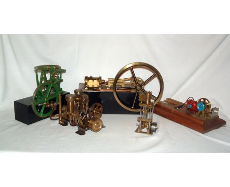 A collection of 3 x well engineered stationary Scratch built Brass Steam Engines, a Model of a Beam Engine and a small batter