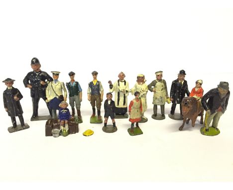 Britains and other lead figures, includes John Hill & Co. Bride and Vicar from The Wedding Party Set, Johillco Baker, Britain