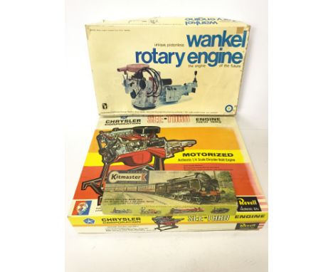 Three Model Kits: Entex Wankel Rotary Engine, 1/5th scale motorised plastic model (unstarted with instructions, parts still o
