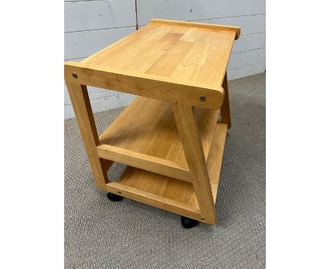 A Pine three shelf trolley W 59cm x D 44cm x H56cm