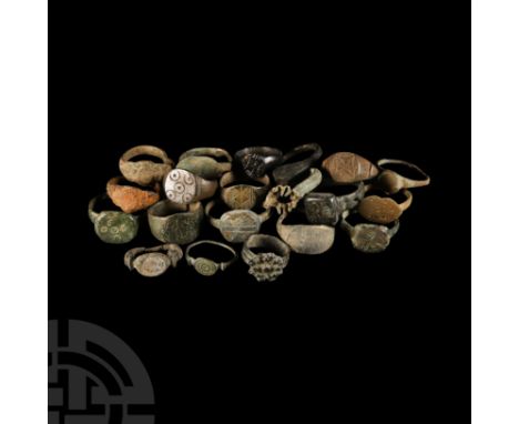 1st-19th century A.D. Composed of rings of various types and sizes, including bezels with decorative geometric, zoomorphic an