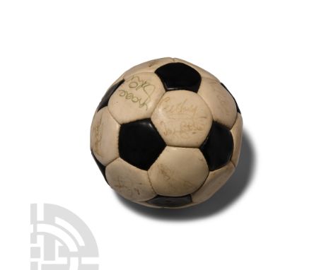 Circa 1980 A.D. Leather No.5 classic football formed of black pentagons and white hexagons with twenty signatures to the whit