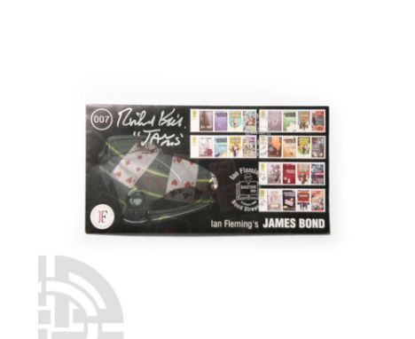 1980 A.D. Royal Mail illustrated First Day cover bearing set of six James Bond stamps, franked 8 January 2008 and signed by R