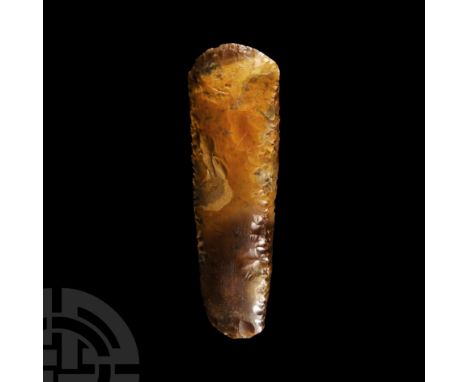 Dolman Period, 3700-3300 B.C. Finely polished massive axe with convex cutting edge showing evidence of re-sharpening, taperin