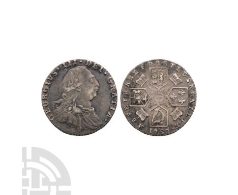 Dated 1787 A.D. Early coinages. Obv: profile bust with GEORGIVS III DEI GRATIA legend. Rev: cruciform arms (without hearts) w