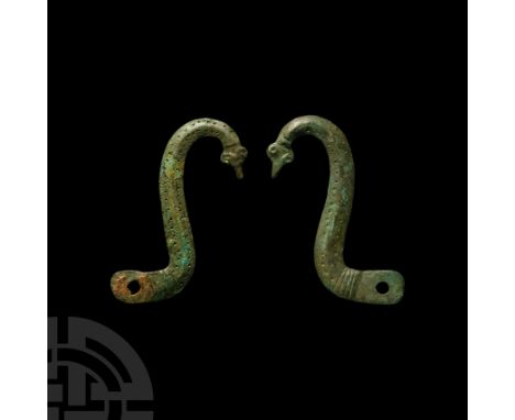 1st century A.D. Each a scrolled bar with gently carinated upper face, formed as serpents or other animals with stylised geom