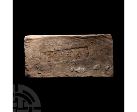 1st-4th century A.D. Of rectangular form, a recessed stamp to one face bearing letters in relief 'LEG I ITAL' for First Itali