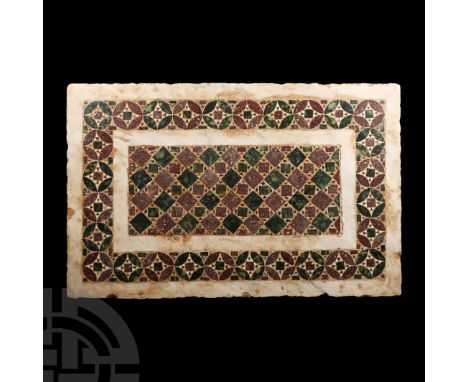 12th-13th century A.D. Recalling workmanship similar to that found in the floor of the Sistine Chapel, comprising a large cen