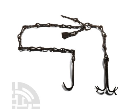 6th-7th century A.D. Or a hanging-bowl chain comprising: nine sets of two parallel-twisted 8-shaped links, with interstitial 