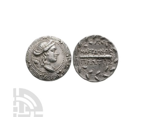 167-149 B.C. Amphipolis, First Meris. Obv: diademed and draped bust of Artemis right, bow and quiver behind shoulder, all at 