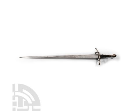 15th century A.D. Comprising a straight, flat triple fuller, double edged and tapering blade engraved with imperial orb sign,