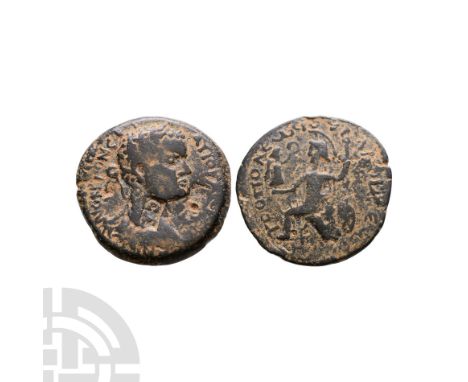 198-217 A.D. Laodikeia ad Mare mint, Obv: (clockwise from top right) AYTO KAICAR M AYR ANTNONYON CE (sic) legend with laureat