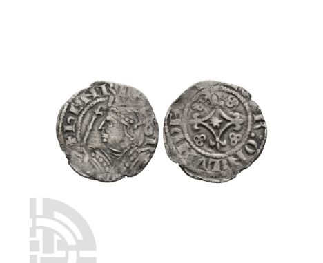 1100-1135 A.D. BMC type xiii. Obv: profile bust with sceptre and +HENRICVS R legend. Rev: lozenge with incurved sides with st