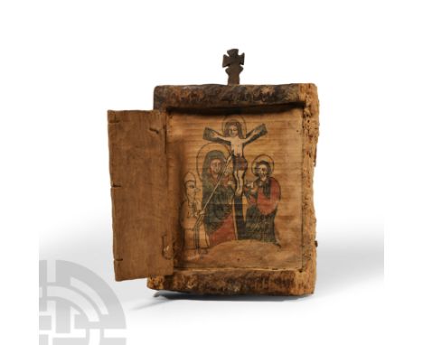 Late 17th century A.D. One side with the Crucifixion scene, Virgin Mary and Saint John weeping at the foot of the cross, the 