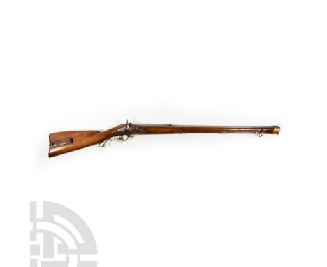 1730-1830 A.D. Converted from a flintlock of about 3/4 bore with lock modified having 77cm (30¾) rifled barrel swamped to muz