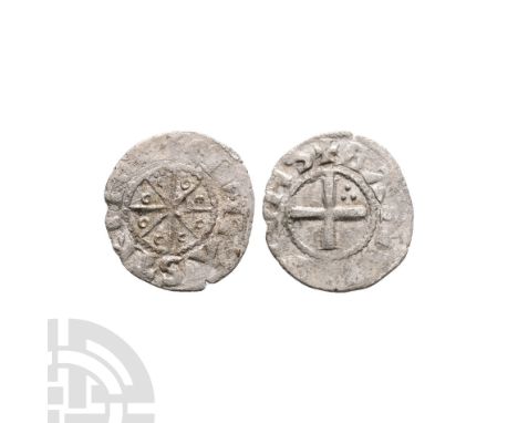 1233-1251 A.D. Obv: double cross with annulets and unclear legend. Rev: cross with pellet trefoil in first quarter and unclea
