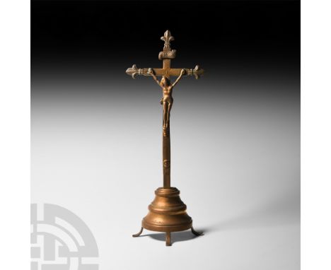 19th century A.D. Set on a free-standing base with hollow reverse, skull and crossed bone detailing to the cross and INRI in 