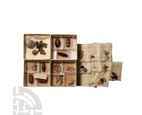 Circa 2nd millennium B.C. and later. Comprising various types, composition, sizes and colours, including: glass; calcite; ste