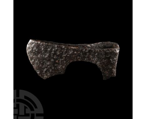 9th-13th century A.D. Finno-Ugrian with triangular-section blade widening to a broad bevelled edge with spur to the underside