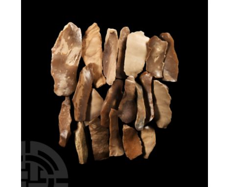 Neolithic Period, 8th-6th millennium B.C. Comprising 20 tools including knives, scrapers, cores and awls. 400 grams total, 45