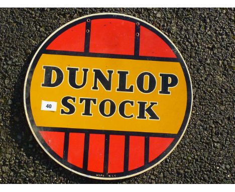 DUNLOP STOCK CIRCULAR ADVERTISING ENAMEL DOUBLE SIGN