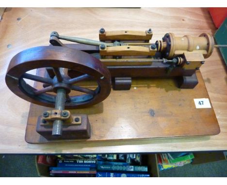 SCRATCH BUILT WOODEN MODEL OF A STATIONARY ENGINE/ PISTON