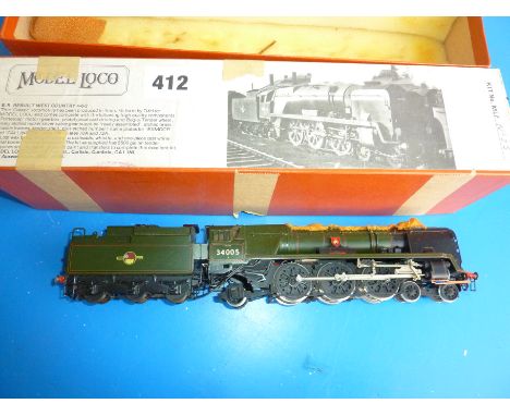 MODEL LOCO KIT 00 SCALE FOR DJH N-25 : BR REBUILT WEST COUNTRY CLASS A MADE MODEL NOT TESTED 34005 BARNSTAPLE, WITH BOX