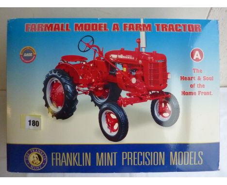 FRANKLIN MINT 1:12 SCALE BOXED TRACTOR, FARMALL MODEL A FARM TRACTOR