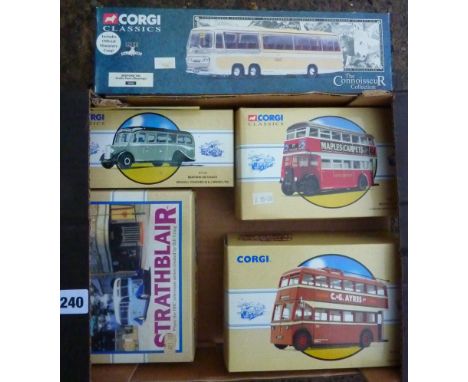 CORGI CLASSIC BOXED BEDFORD VAL 35304, 97857 BRISTOL K, 97800 SUNBEAM TROLLEYBUS, 97115 BEDFORD OB, 97765 OB & VAN