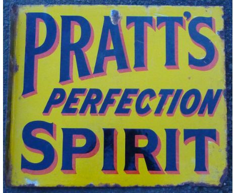 ENAMEL DOUBLE SIDED ADVERTISING SIGN PRATTS PERFECTION SPIRIT