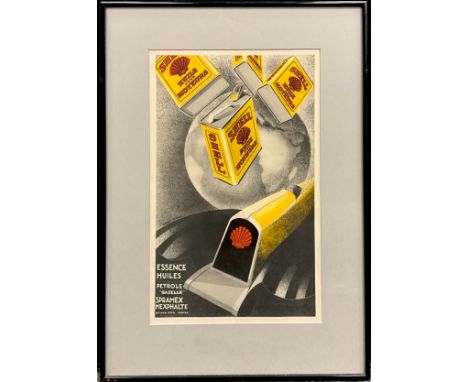 Vincent Veccia, after, ‘Essence Huiles, Petroleum “Gazelle”, Spramex Mexphlate’, A French Shell Oil motoring poster, lithogra