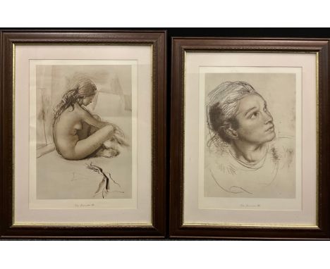 Pietro Annigoni, by and after, ‘Fanciulla’, signed lower margin, lithograph;  another, Studio nude No. 2, each measuring 57cm