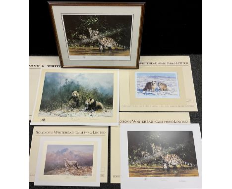 David Shepherd (British, 1931 - 2017), by and after,  Clouded Leopard and Cubs, signed in pencil to margin, limited edition n